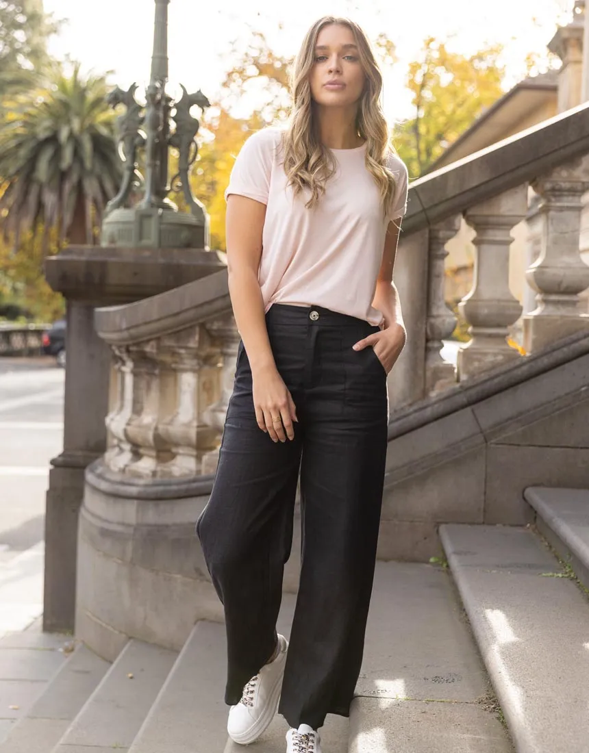 Little Lies Jude Linen Pants - Black