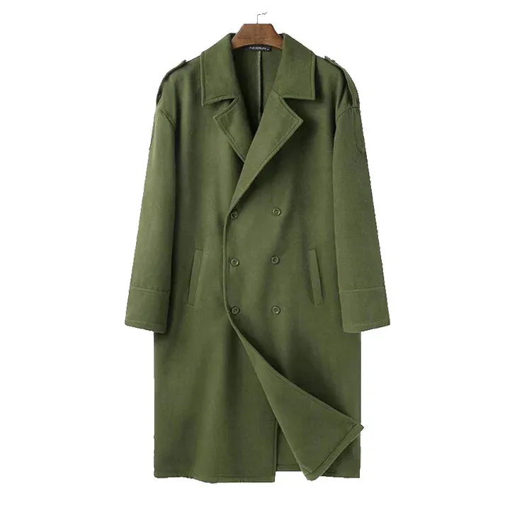 Long, loose-fitting men's overcoat