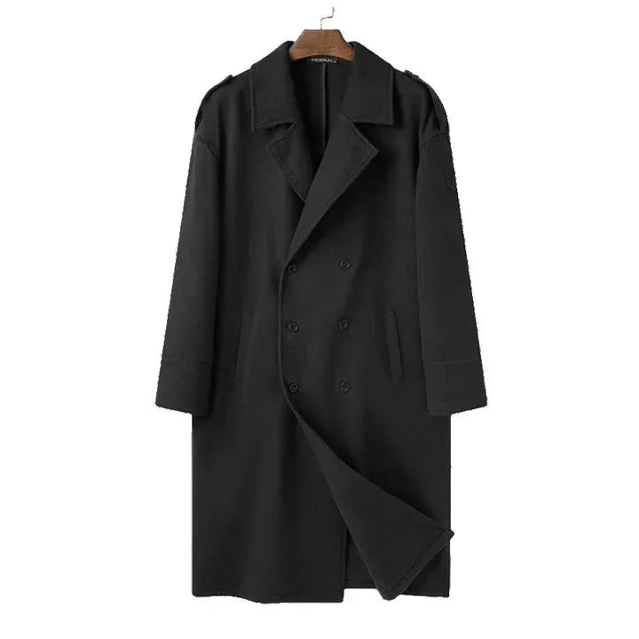 Long, loose-fitting men's overcoat