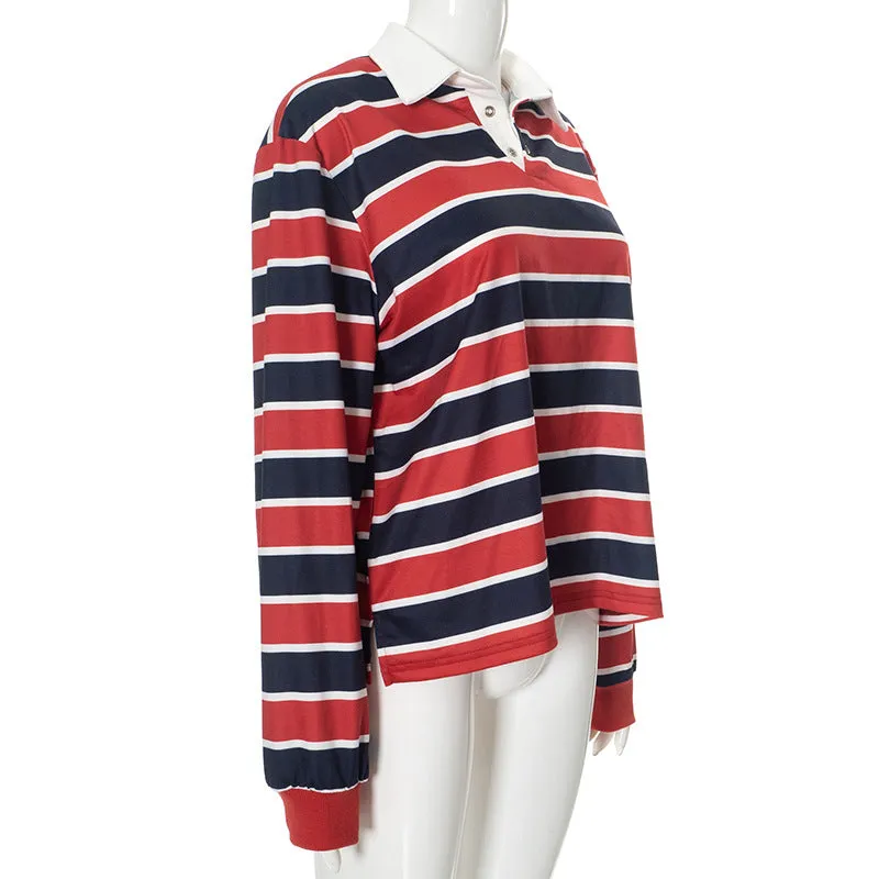 Long Sleeve Striped Golf Shirt