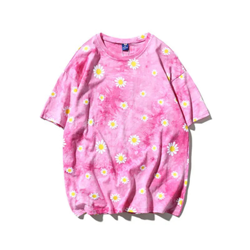 Loose Short Sleeve Small Daisy Pattern Shirt