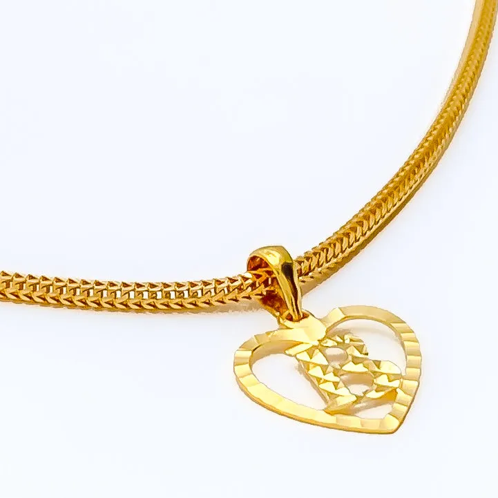 Lovely Chic B 22k Gold Letter Pendant