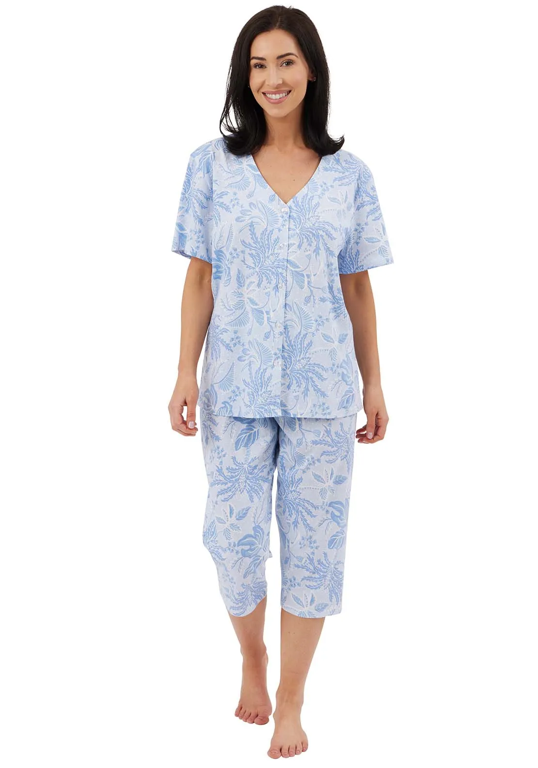 Lucia 3/4 Floral Pyjama - Blue