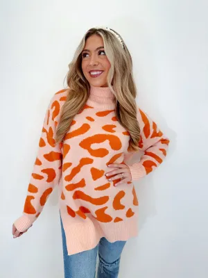 Luka Leopard Print Mock Neck Sweater