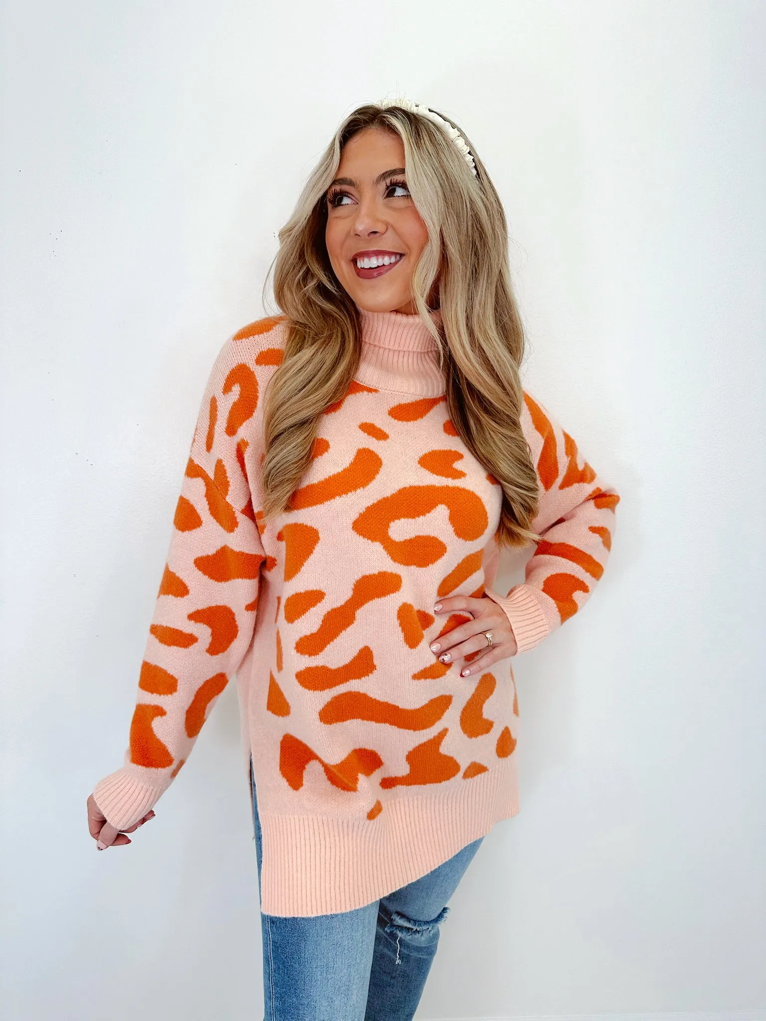 Luka Leopard Print Mock Neck Sweater