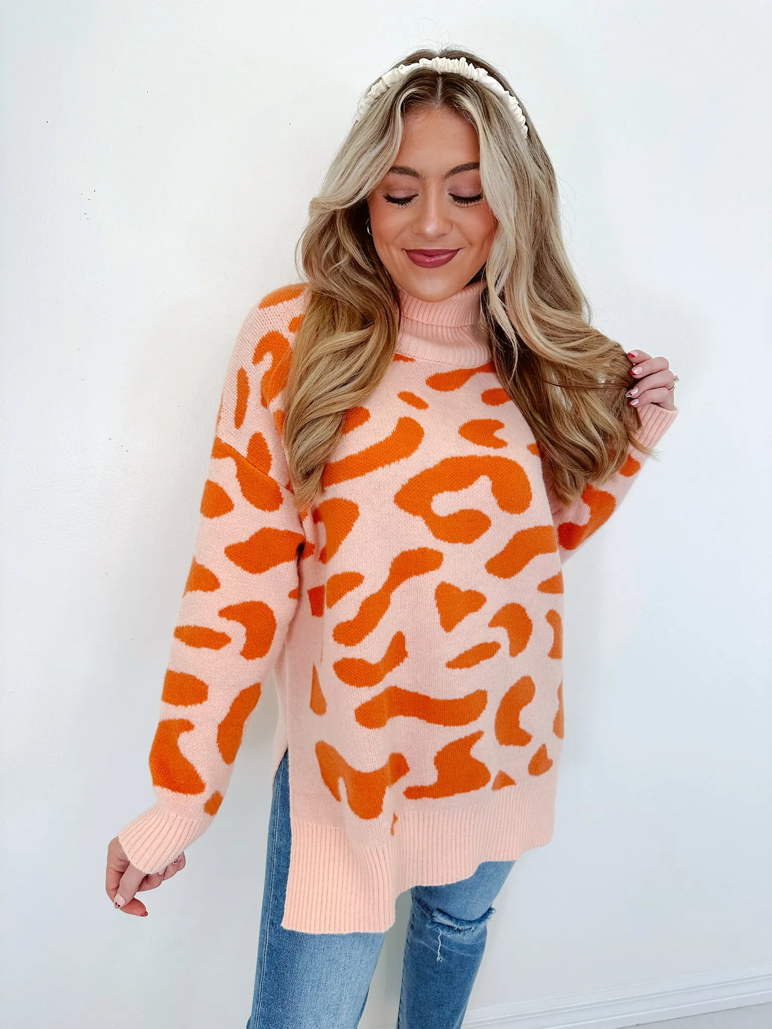 Luka Leopard Print Mock Neck Sweater