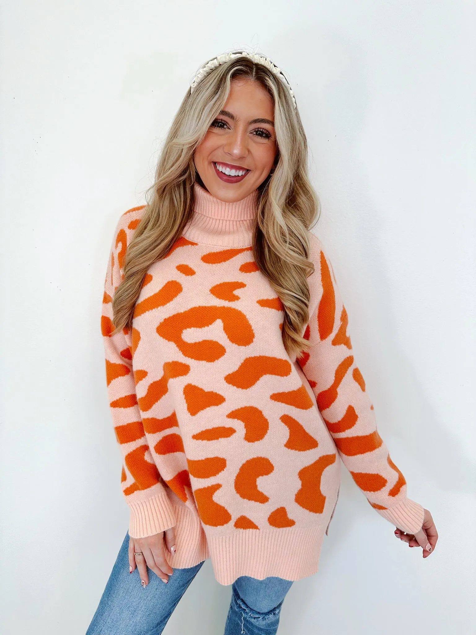 Luka Leopard Print Mock Neck Sweater