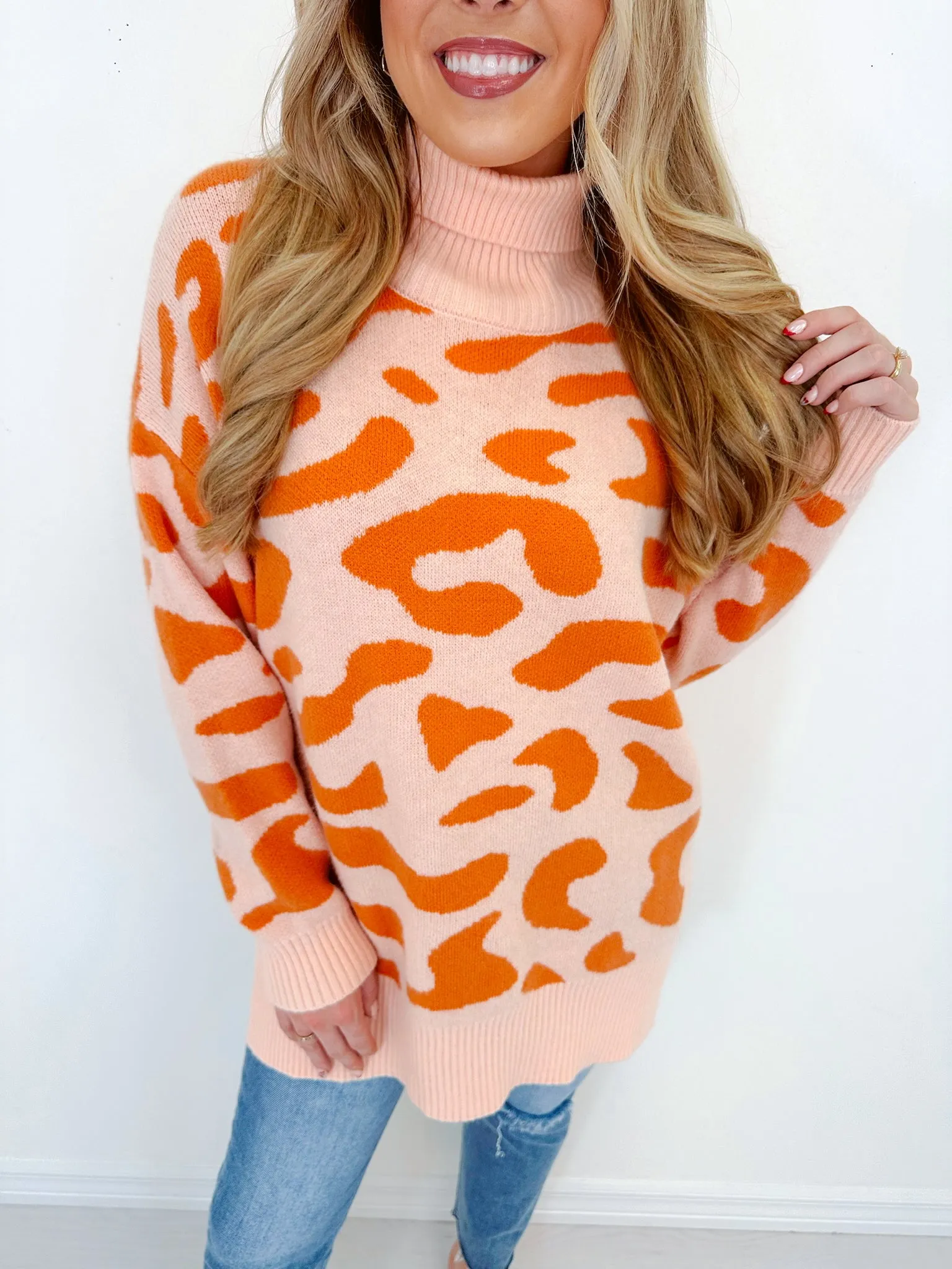 Luka Leopard Print Mock Neck Sweater