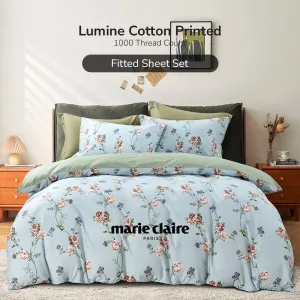 LUMINE Combed Cotton Printed 1000TC Fitted Set/ Bed Set - Primrose