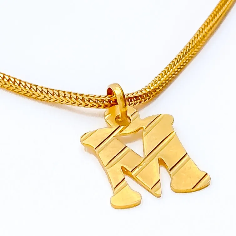 M 22k Gold Letter Pendant