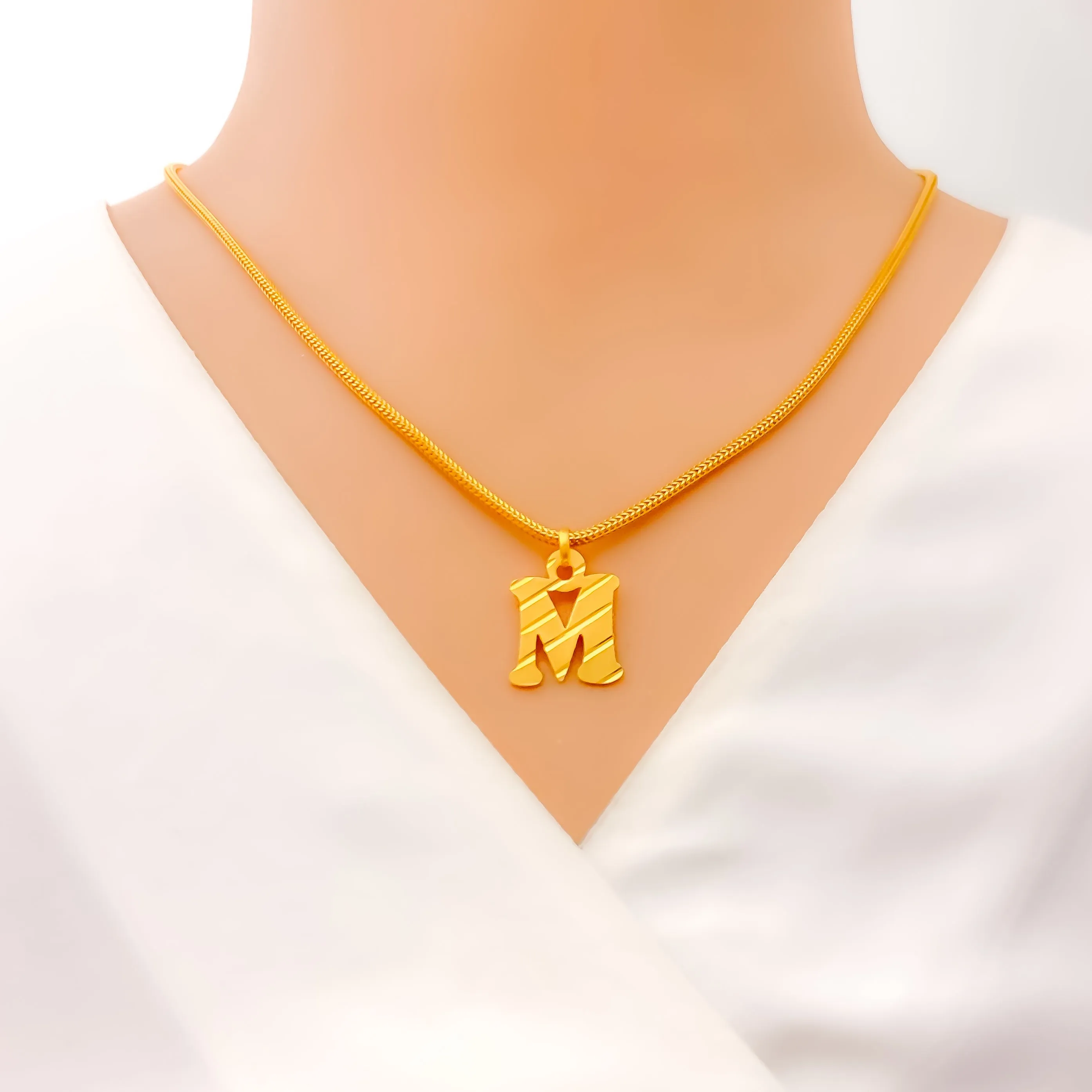 M 22k Gold Letter Pendant