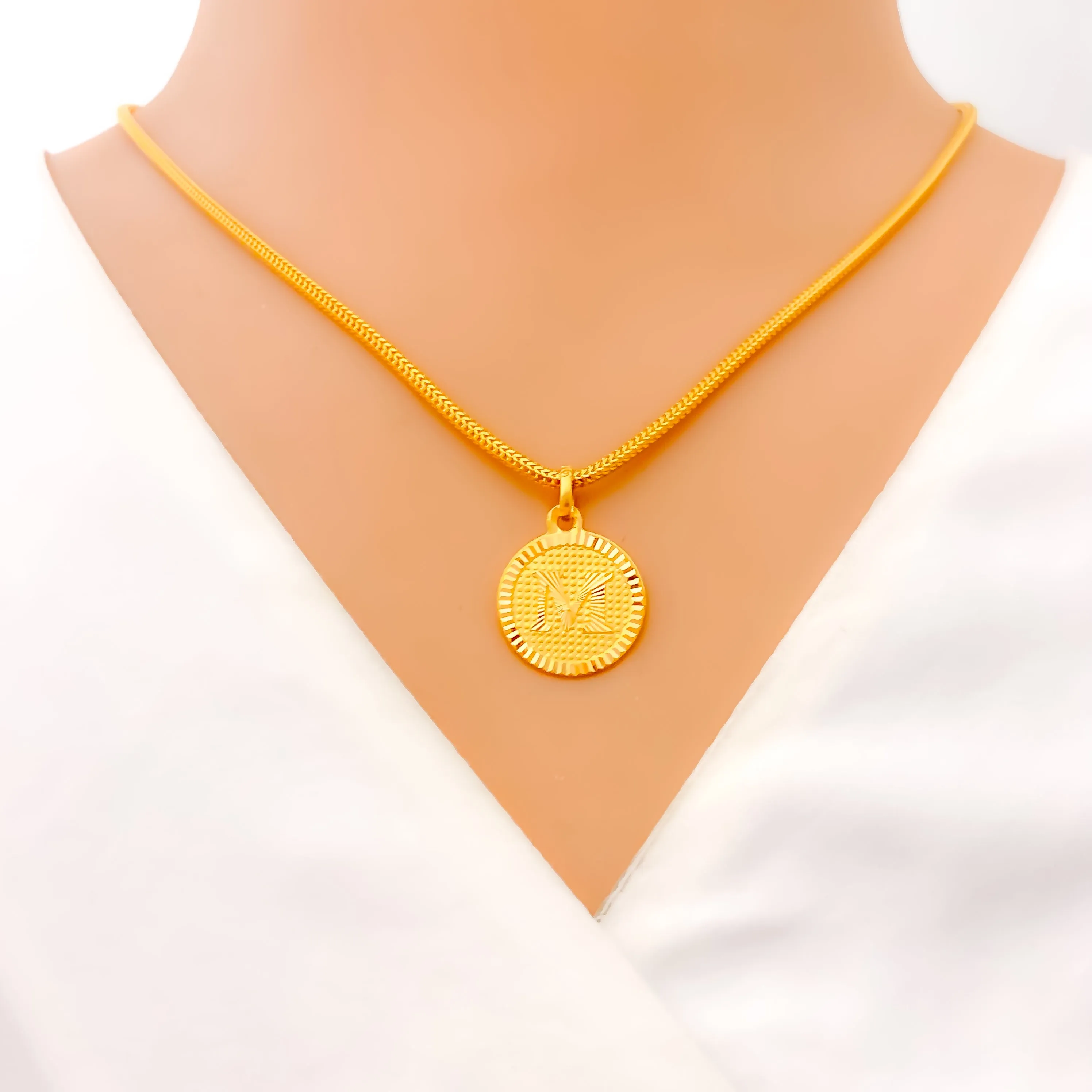 M 22k Gold Letter Pendant