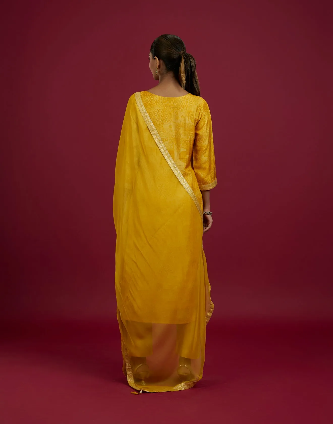 Mango Yellow Ethnic Printed Festive Kurta Set