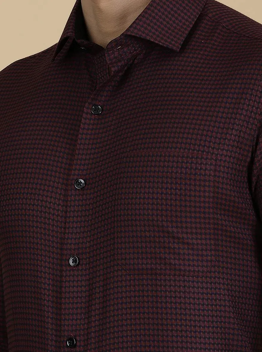 Maroon Checked Slim Fit Formal Shirt | Greenfibre