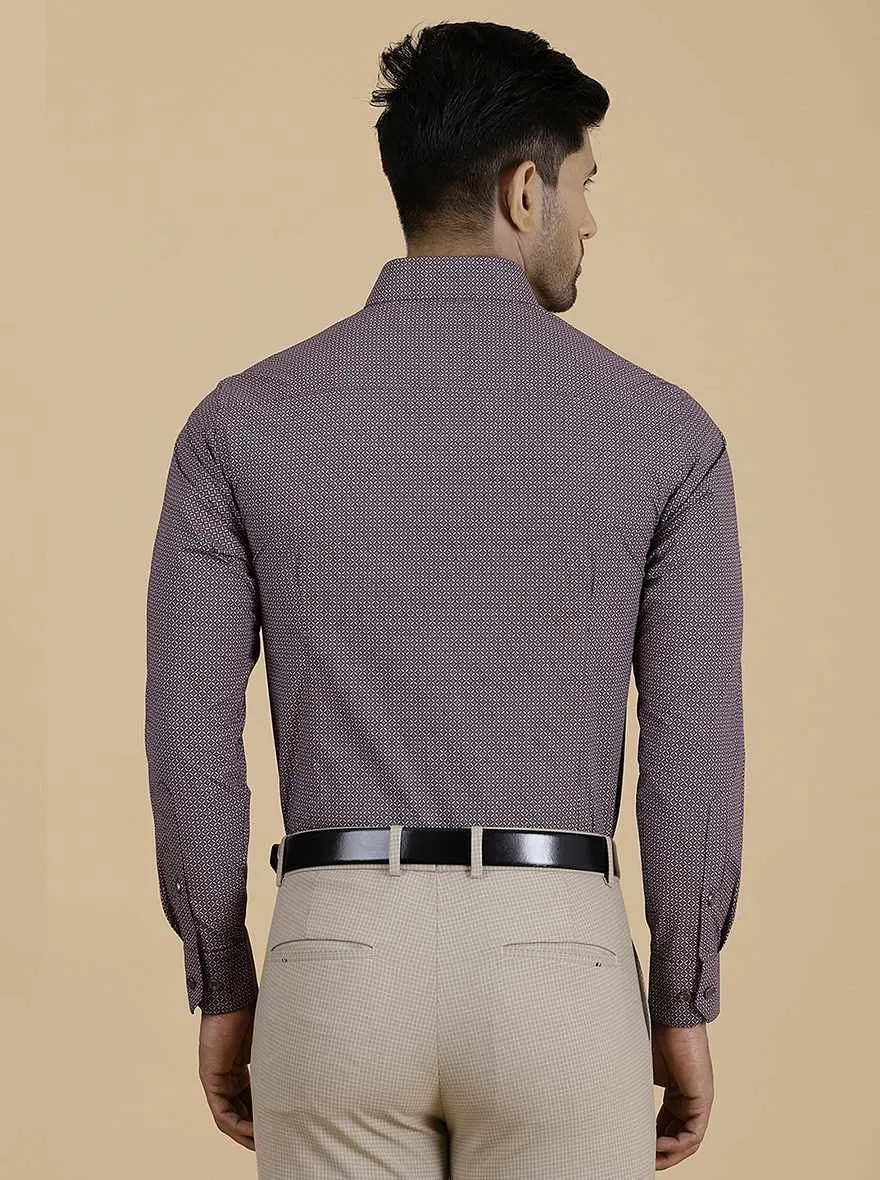 Maroon Printed Slim Fit Formal Shirt | Greenfibre