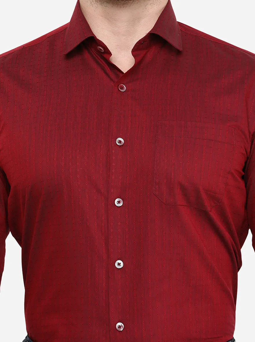 Maroon Printed Slim Fit Formal Shirt | Greenfibre