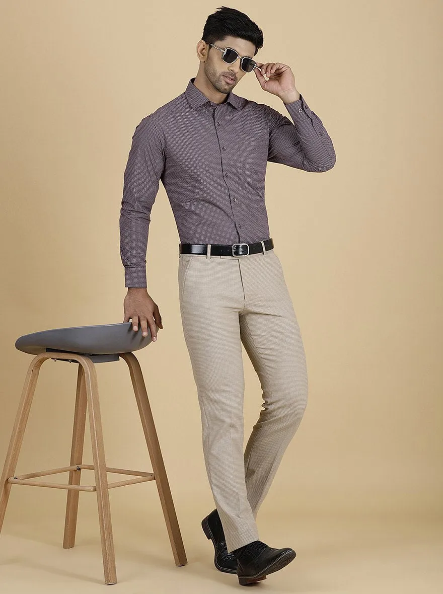 Maroon Printed Slim Fit Formal Shirt | Greenfibre