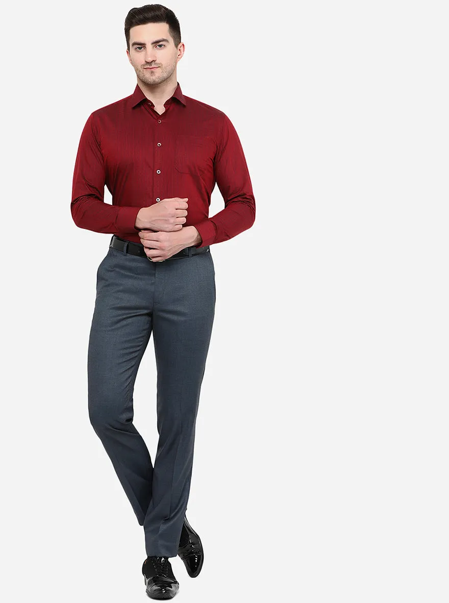 Maroon Printed Slim Fit Formal Shirt | Greenfibre