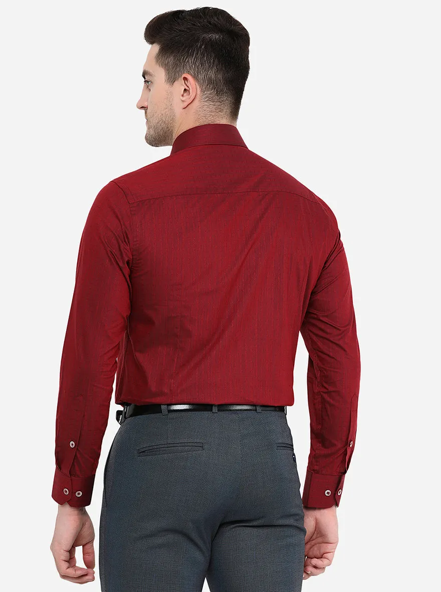 Maroon Printed Slim Fit Formal Shirt | Greenfibre
