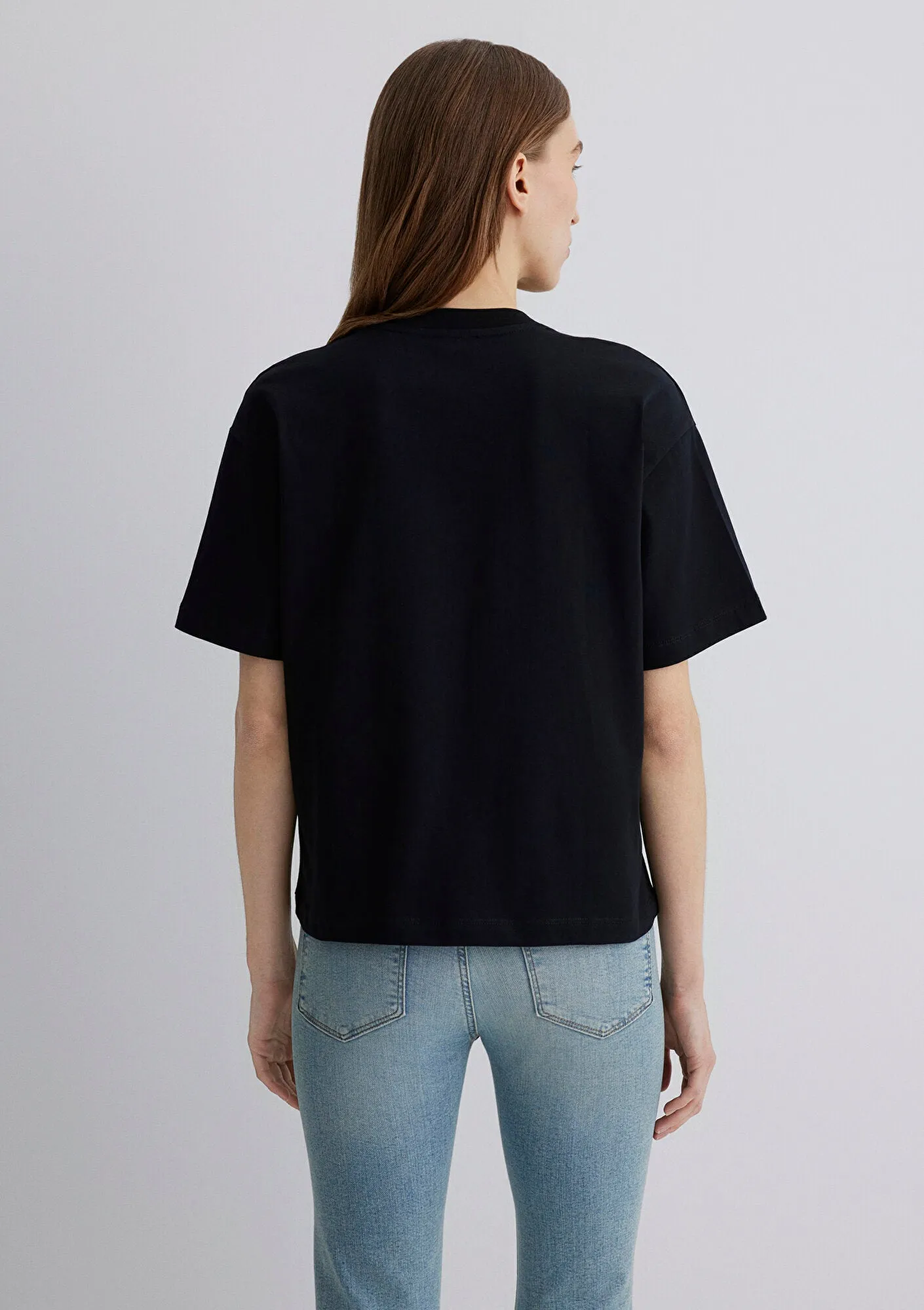 Mavi Emroidered Black Basic T-Shirt