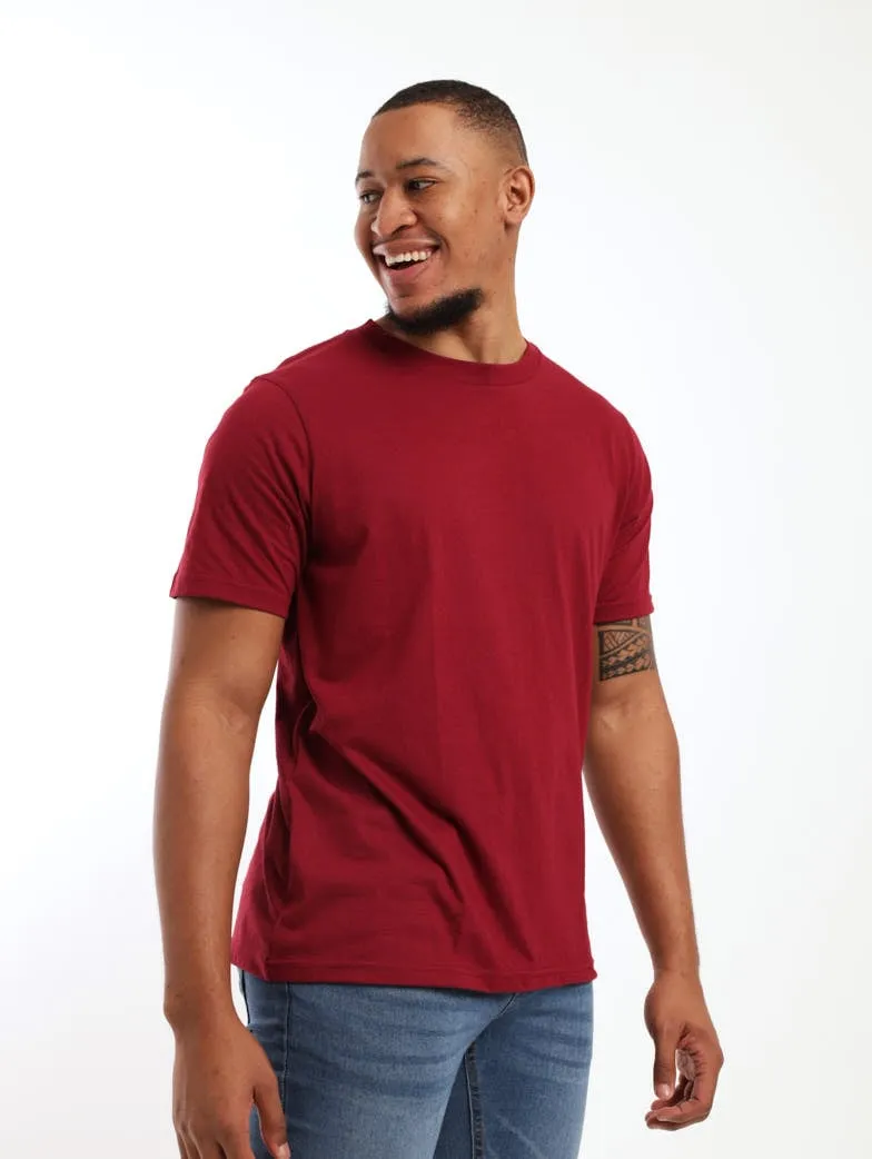 Men's Basic Crew Tee - Dark Red