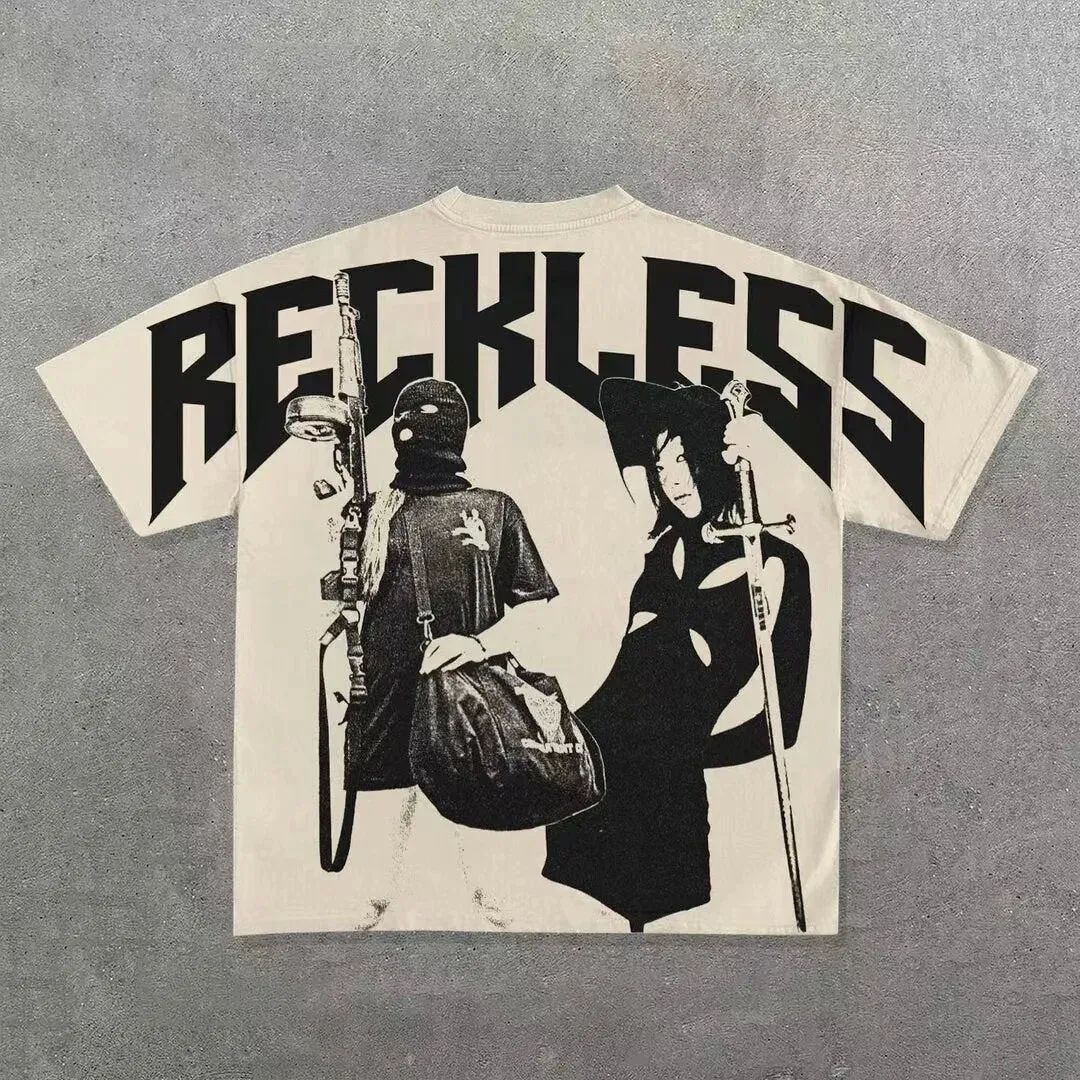 Men's Hip-Hop Gothic Graphic T-Shirt.