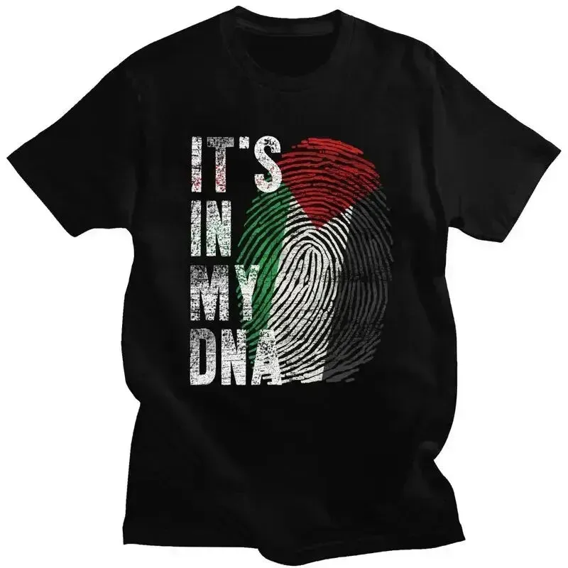 Mens Palestine T Shirts Love and Peace Short Sleeved Tshirts Cool T-shirt Summer Palestinian DNA Tee Tops  Clothing for Men