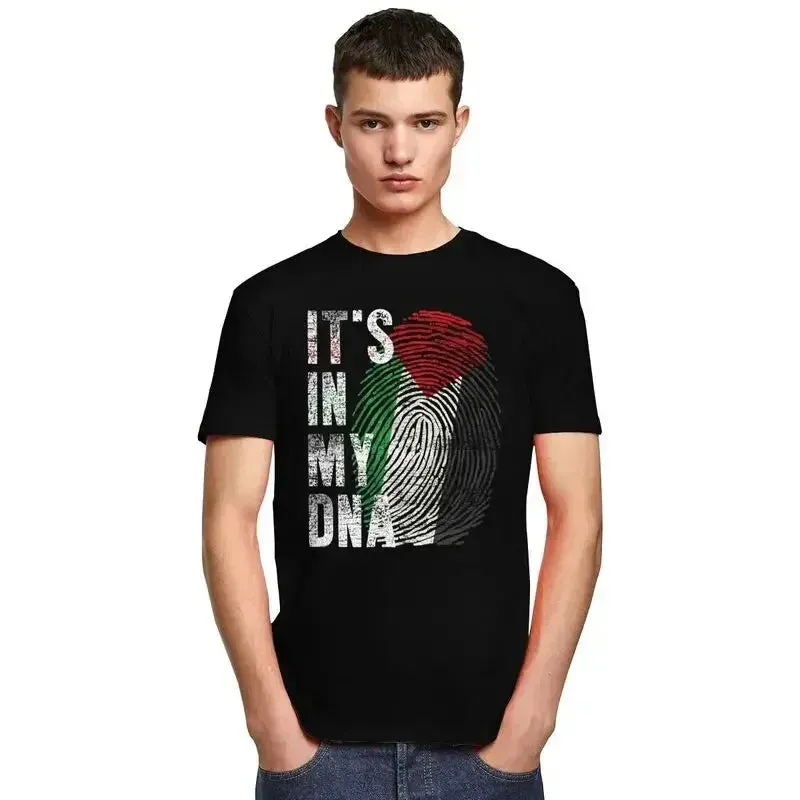Mens Palestine T Shirts Love and Peace Short Sleeved Tshirts Cool T-shirt Summer Palestinian DNA Tee Tops  Clothing for Men