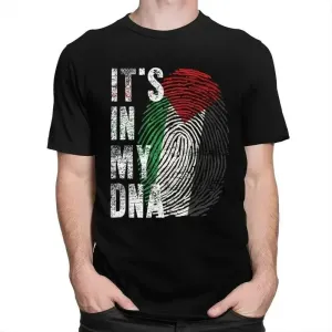 Mens Palestine T Shirts Love and Peace Short Sleeved Tshirts Cool T-shirt Summer Palestinian DNA Tee Tops  Clothing for Men