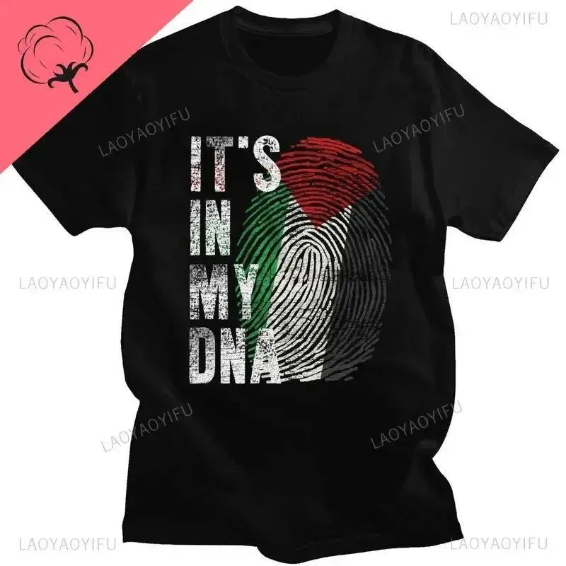 Mens Palestine T Shirts Love and Peace Short Sleeved Tshirts Cool T-shirt Summer Palestinian DNA Tee Tops  Clothing for Men