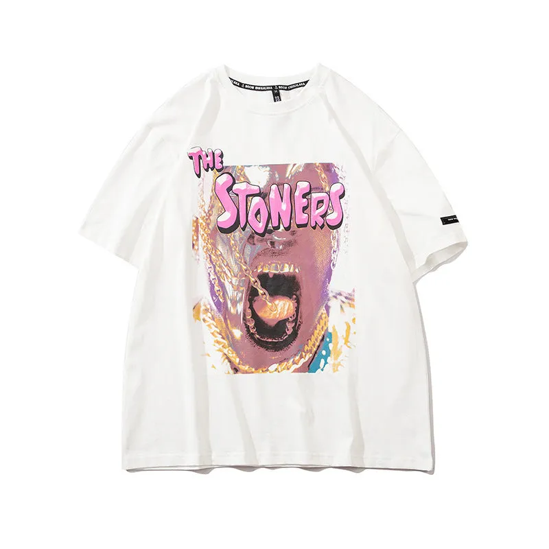 Men's Rock Portrait Printed Short Sleeve T-Shirt.