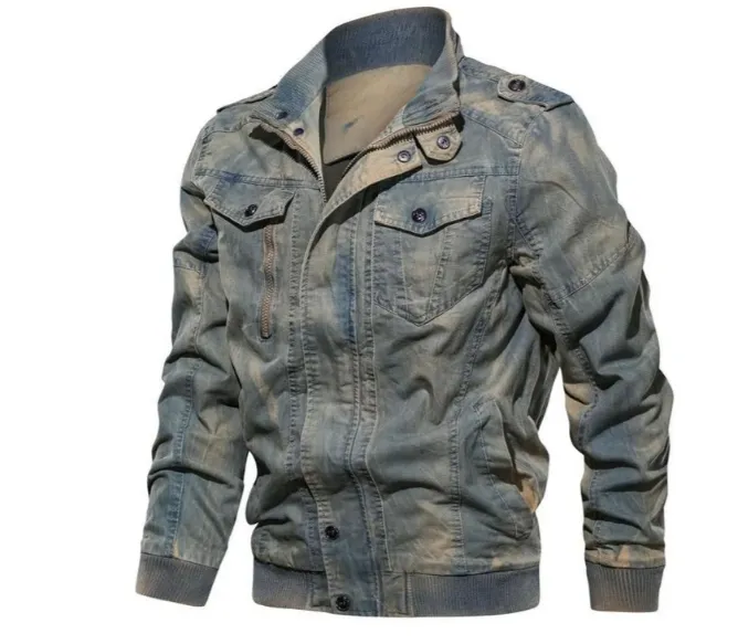 Men's Stand-Collar Denim Jacket by Hendrick