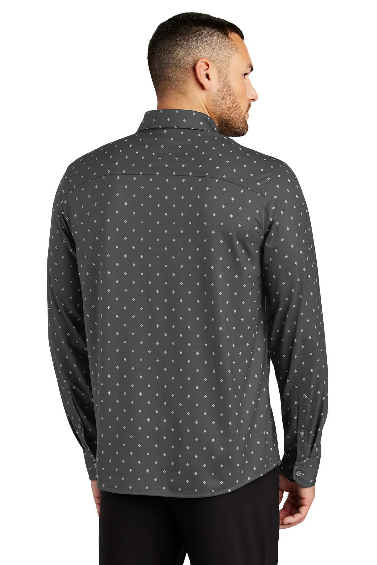 Mercer Mettle Stretch Jersey Long Sleeve Shirt MM1018 Anchor Grey Geo Diamond