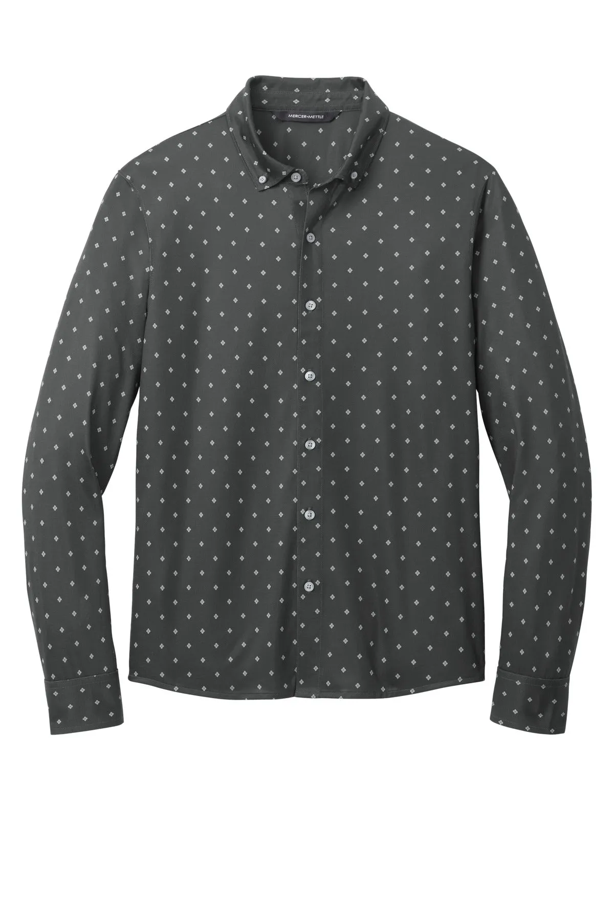 Mercer Mettle Stretch Jersey Long Sleeve Shirt MM1018 Anchor Grey Geo Diamond