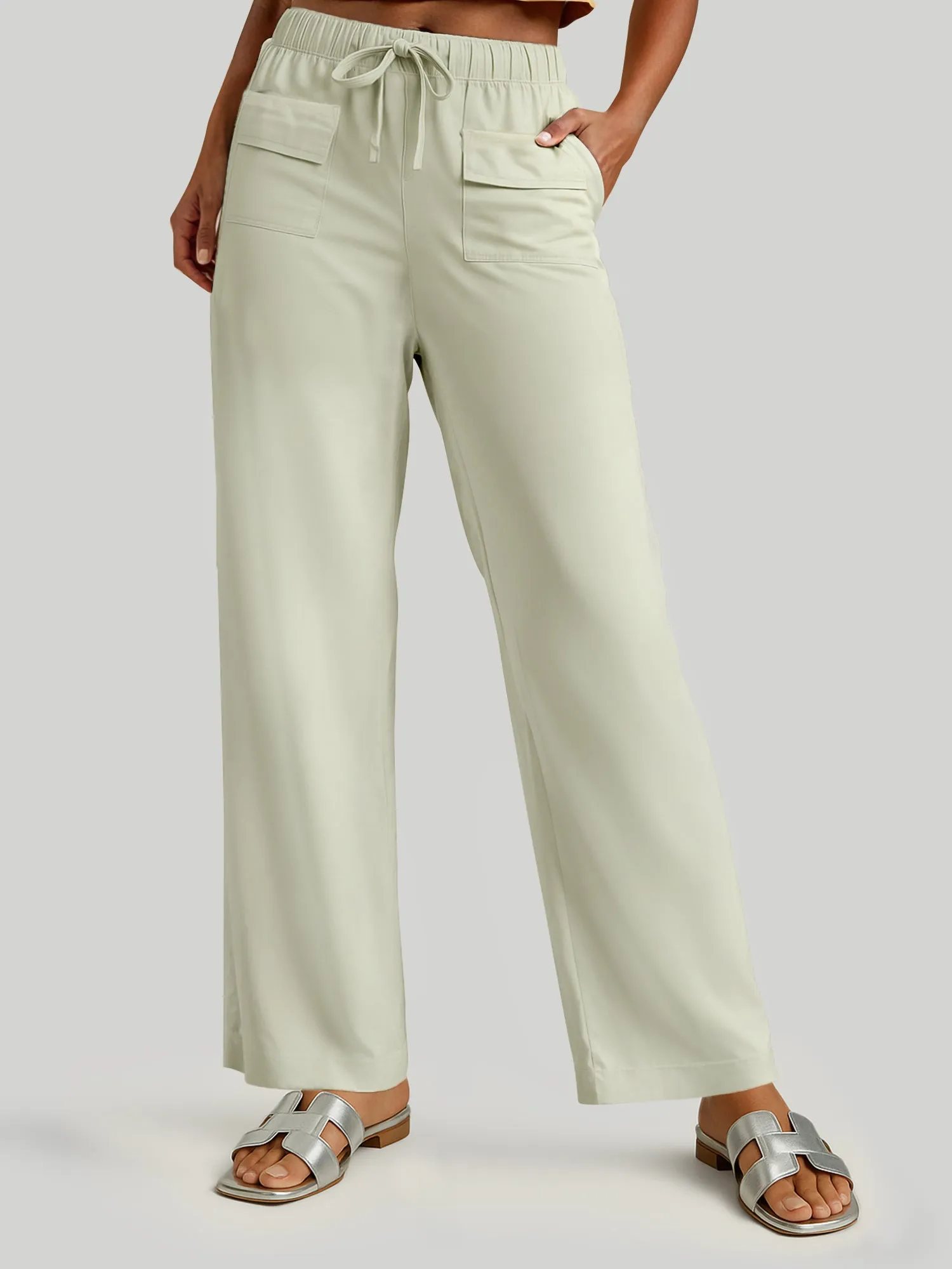 Mid Rise Pull On Two Pocket Pants