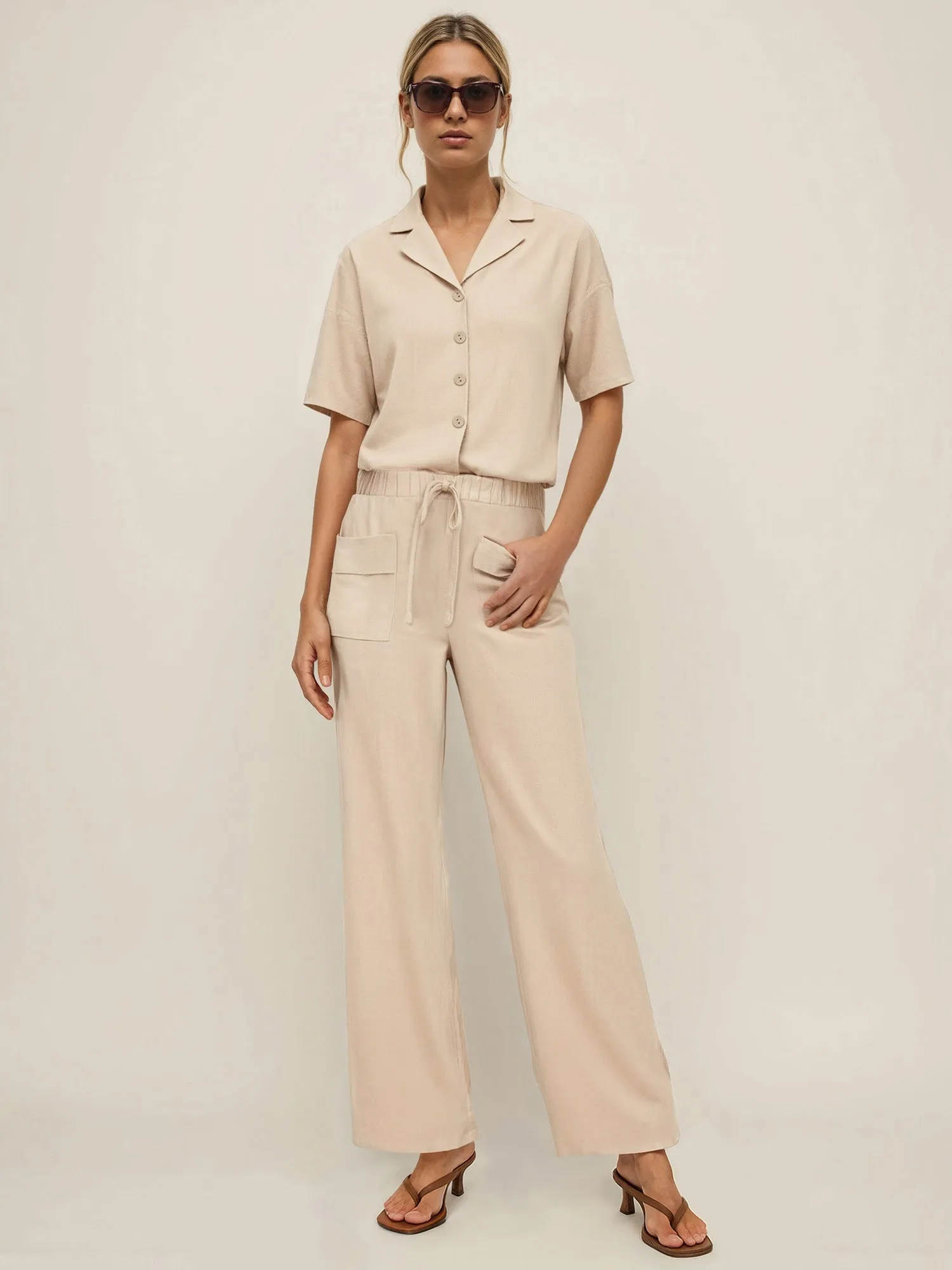 Mid Rise Pull On Two Pocket Pants