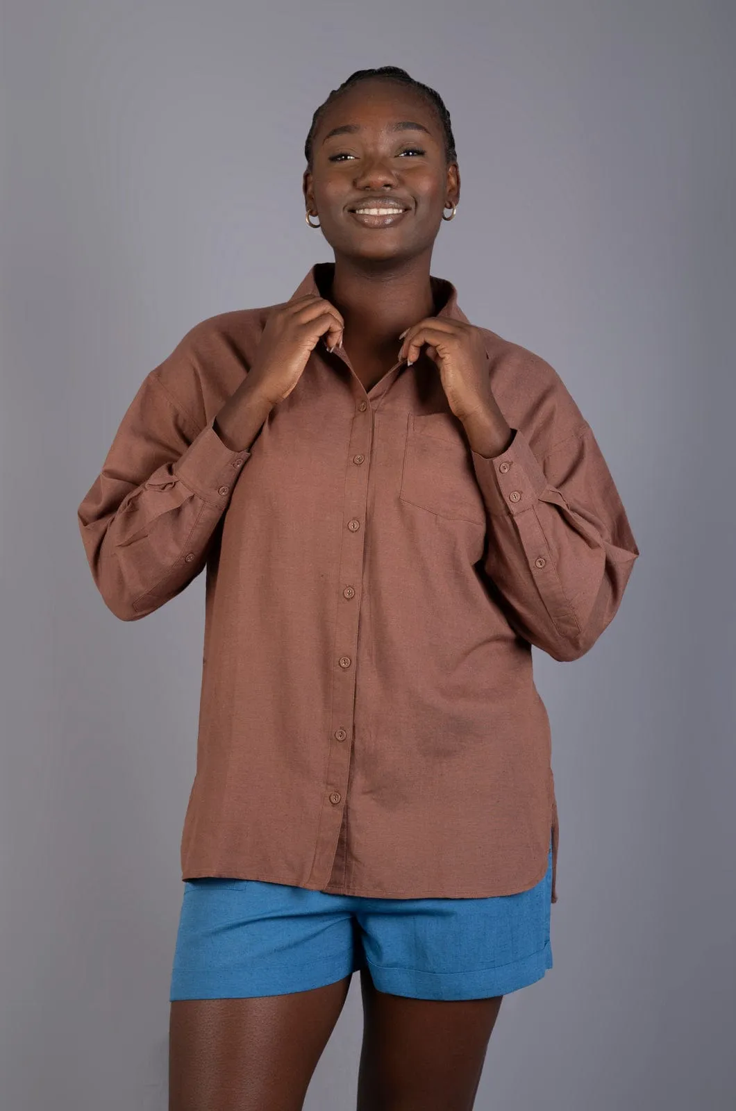 Mocha - Ladies Button Up
