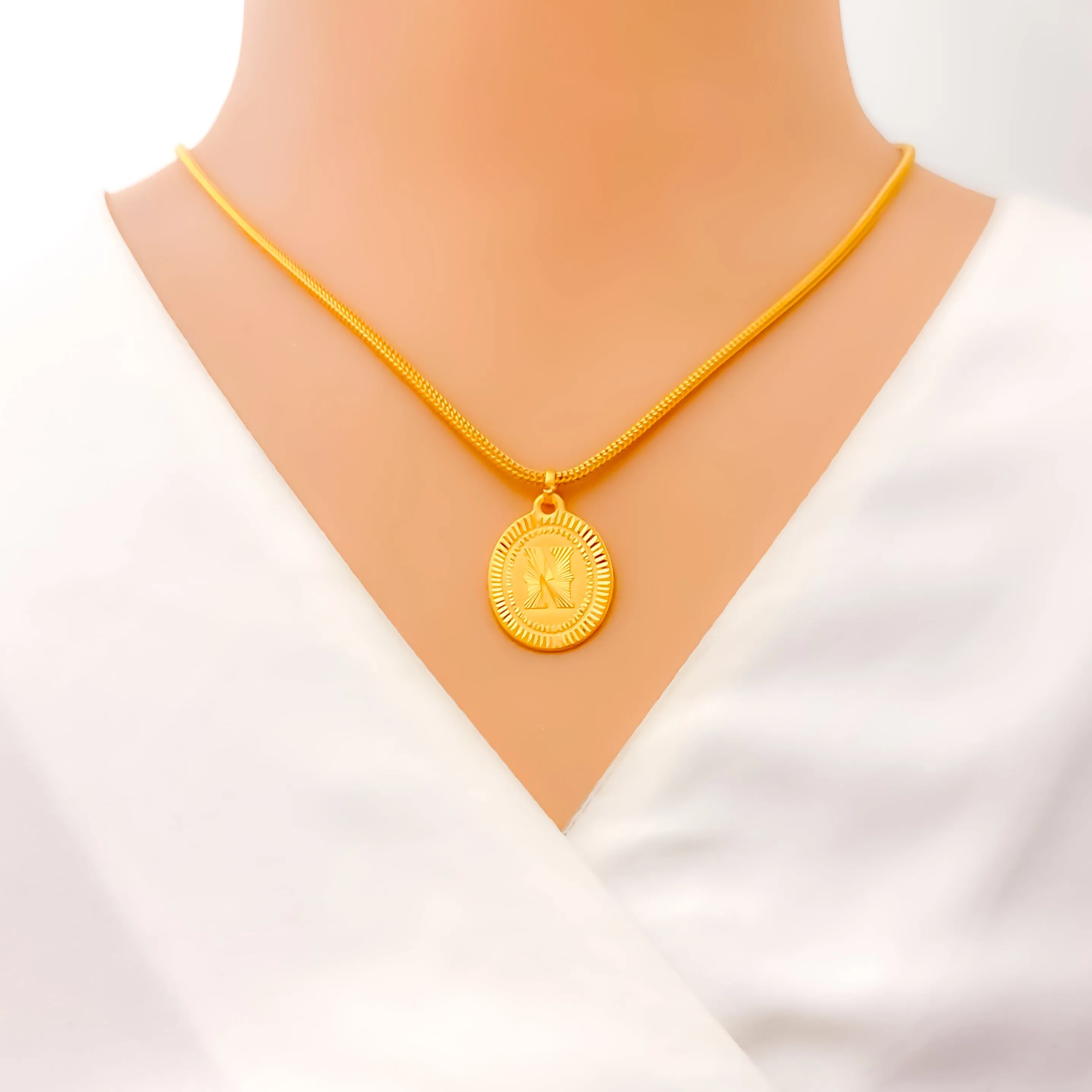N 22k Gold Letter Pendant