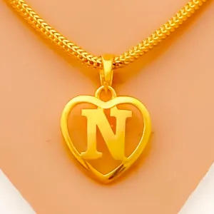 N 22k Gold Letter Pendant