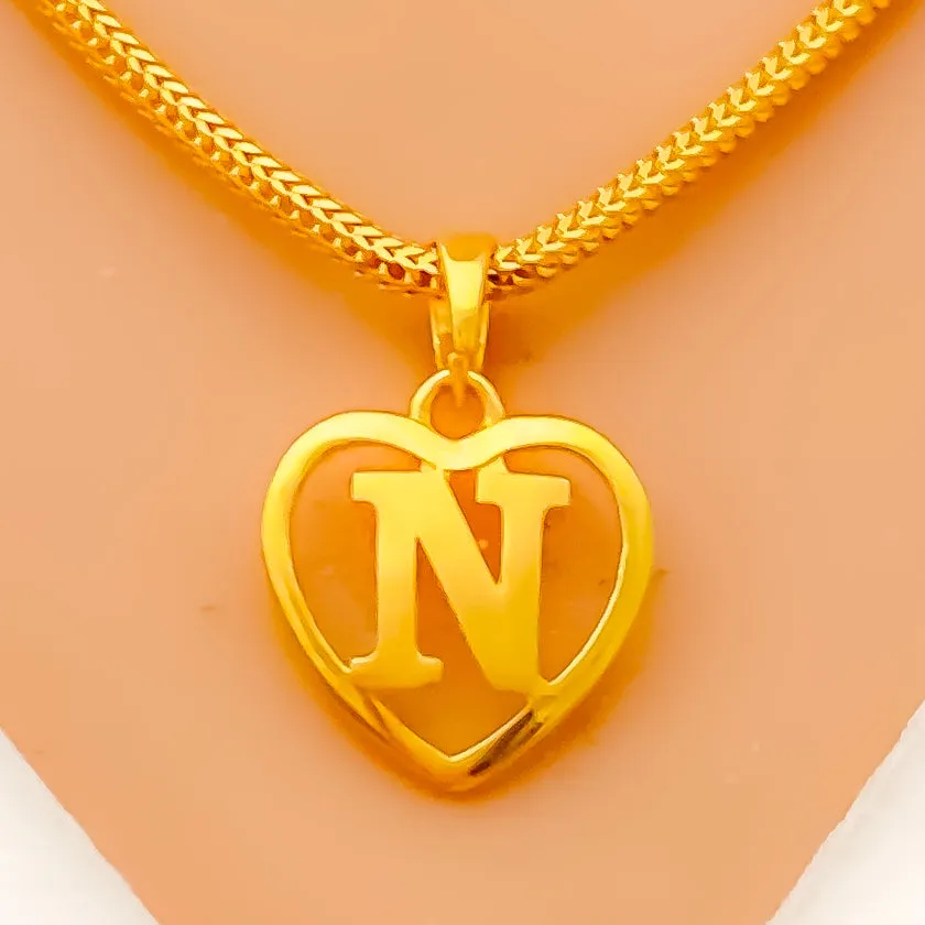 N 22k Gold Letter Pendant