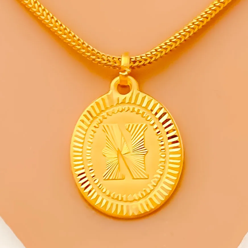 N 22k Gold Letter Pendant
