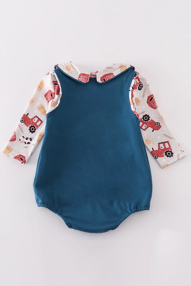 Navy Farm French Knot Boy Bubble Set