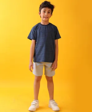 NAVY TEXTURED SKY BOYS SHORTS SET - NAVY/SKY