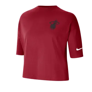 Nike Miami HEAT Courtside Women's Red Boxy Crop Tee