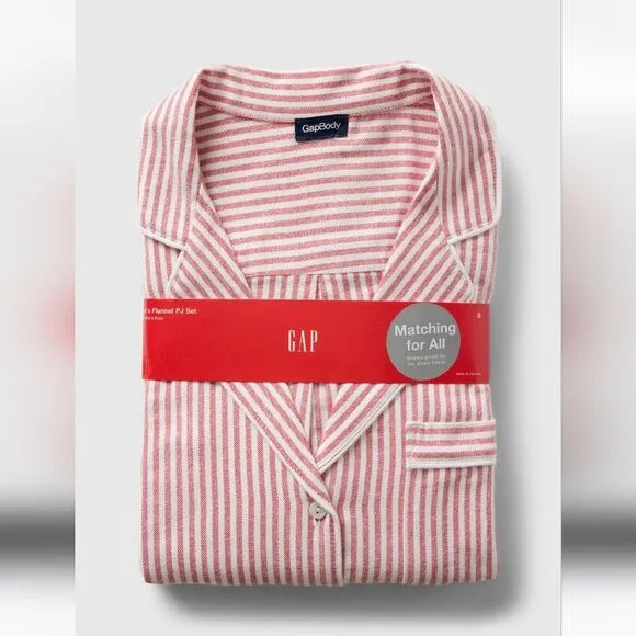 NWT GAP BODY Flannel PJ Set red candy cane stripe