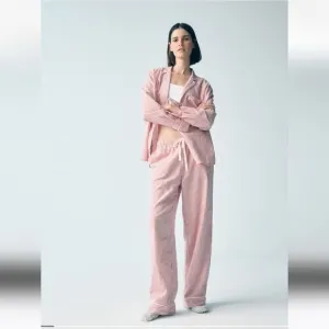 NWT GAP BODY Flannel PJ Set red candy cane stripe