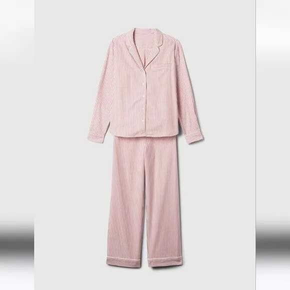 NWT GAP BODY Flannel PJ Set red candy cane stripe