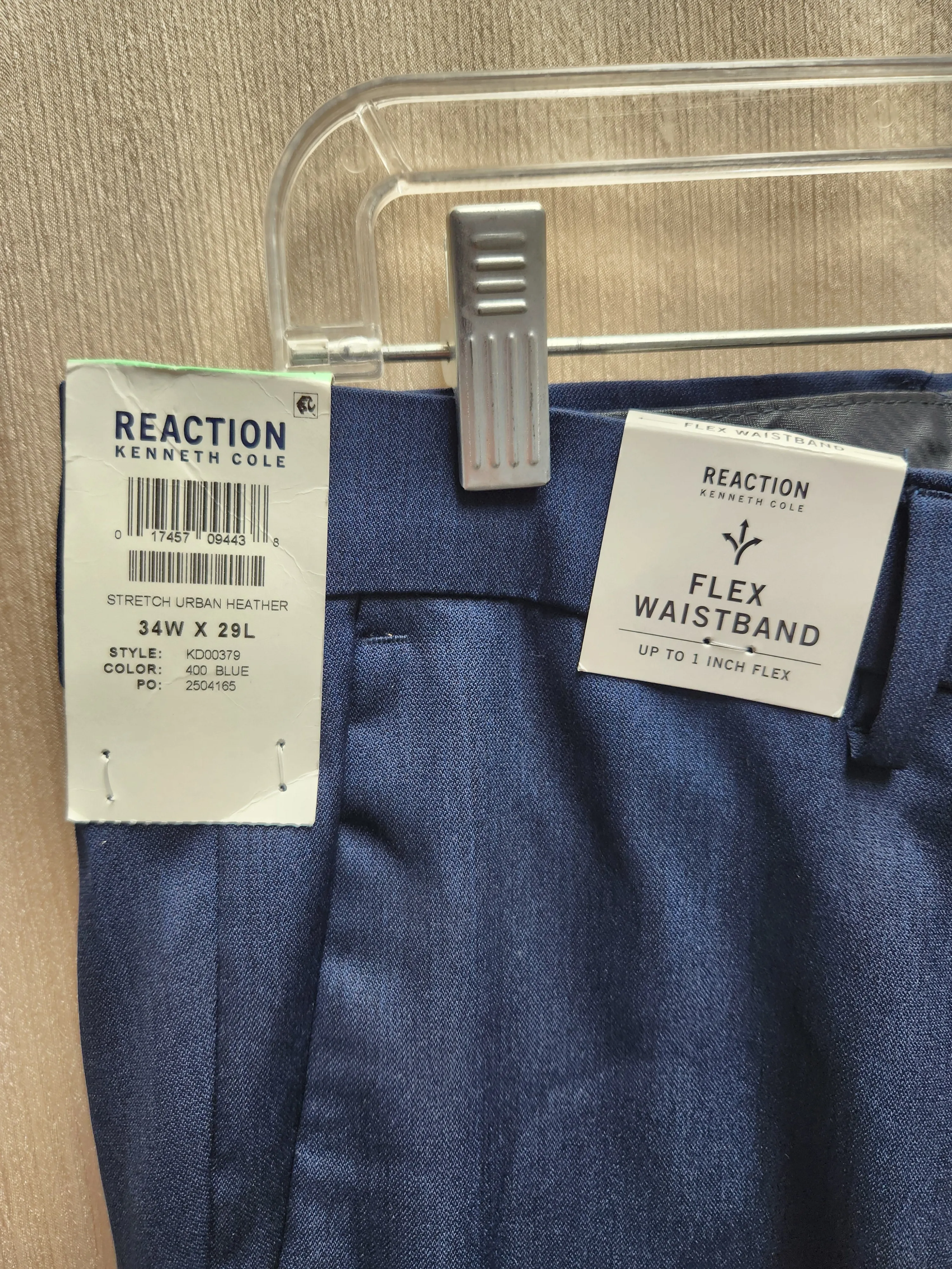 NWT - REACTION KENNETH COLE blue Stretch Flex Waist Slacks Pants - 34x29