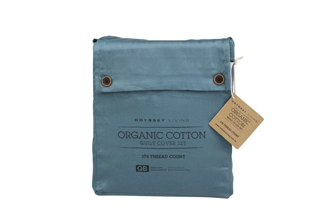 Odyysey Living Organic Cotton Quilt Cover Sets - Teal