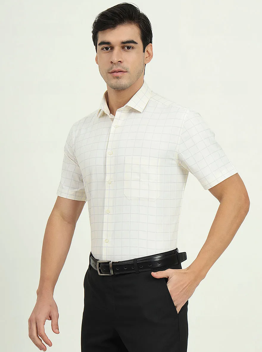 Off-White & Grey Checked Regular Fit Formal Shirt | Greenfire